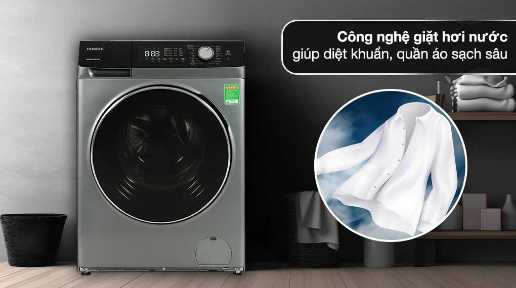 Máy Giặt Sấy Hitachi Inverter Giặt 8.5 Kg - Sấy 5 Kg BD-D852HVOS