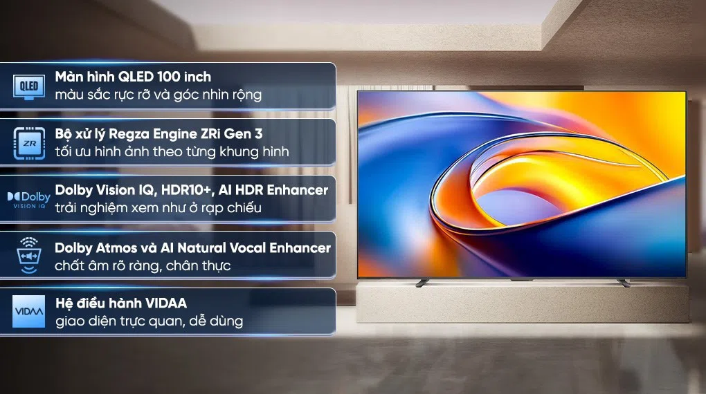 Smart Tivi QLED Toshiba AI 4K 100 inch 100Z570RP - Ảnh 4