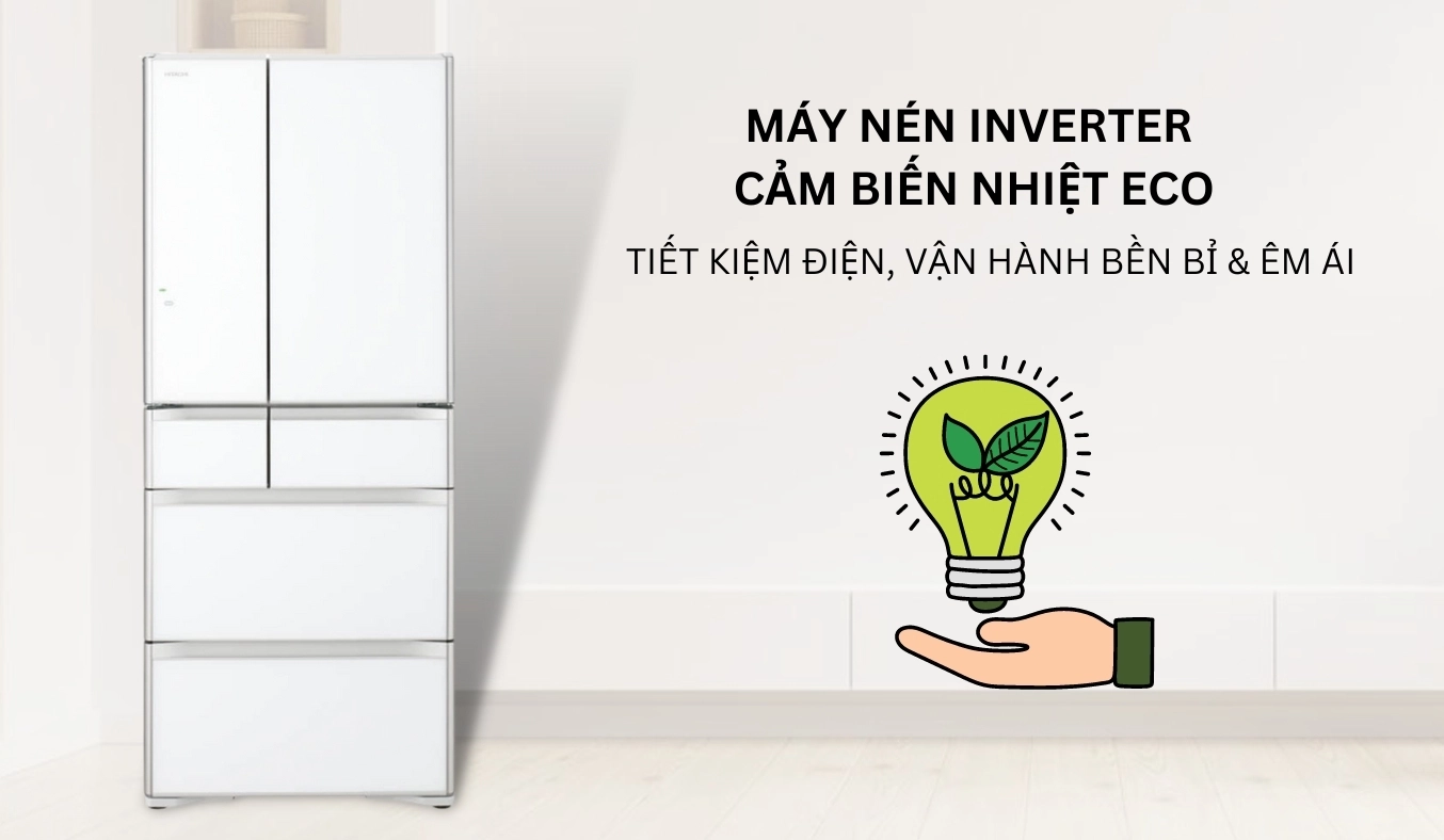 Tủ lạnh Hitachi Inverter 615 lít R-WX620KV (XW) - Ảnh 4