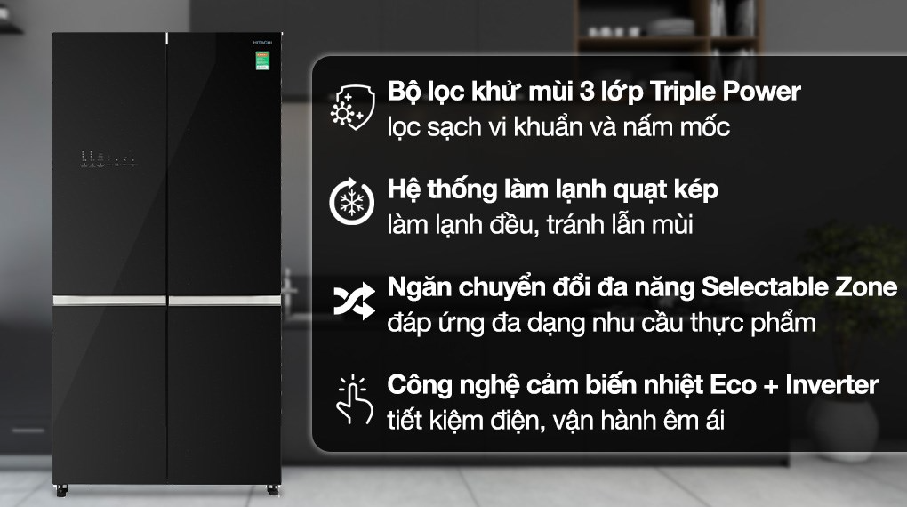 Tủ lạnh Hitachi Inverter 569 lít Multi Door R-WB640VGV0 GBK - Ảnh 4